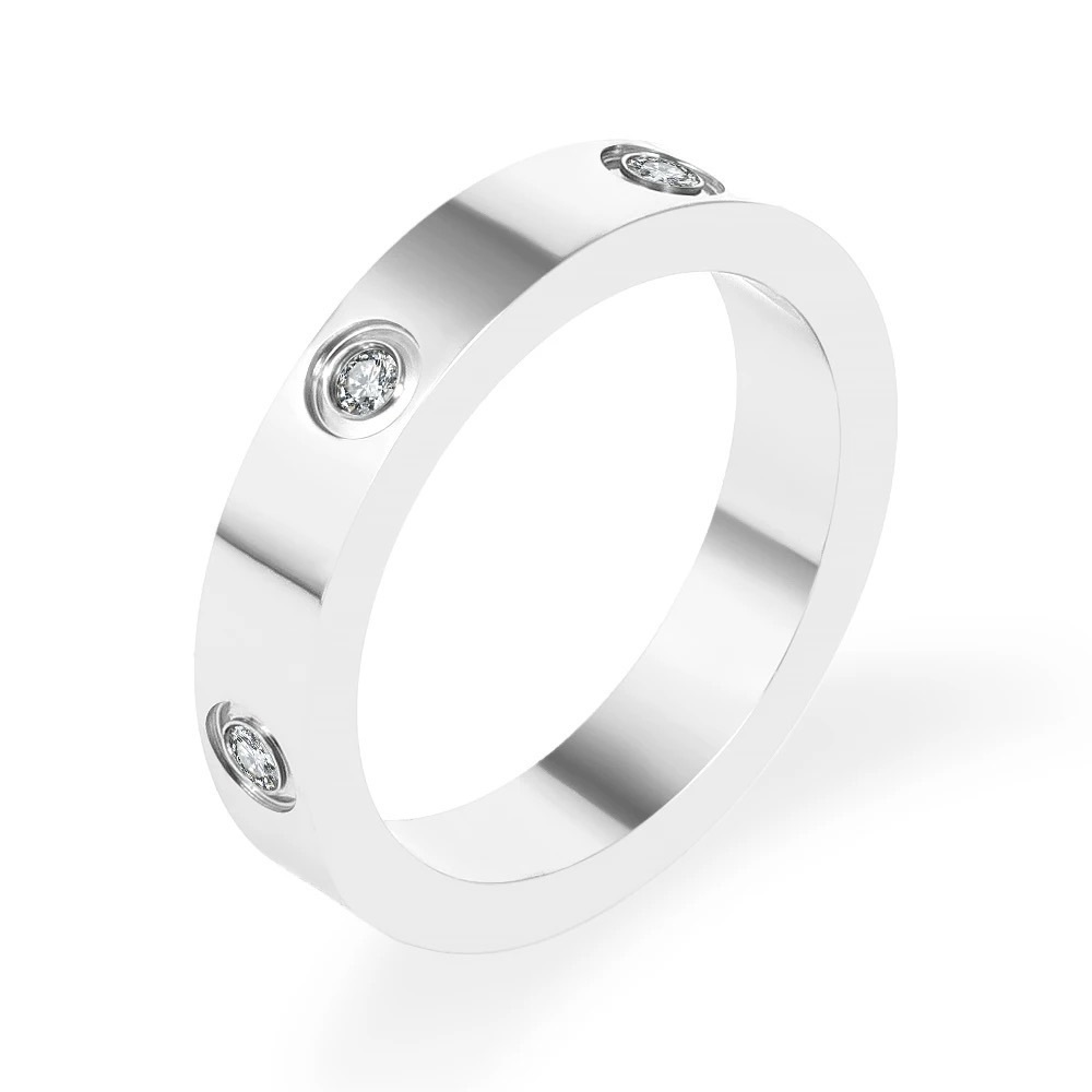 18K Gold Plated Stainless Steel Band Style Ring with CZ - Picture 10 of 10